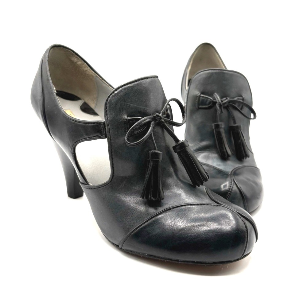MAX STUDIO Retro Style Heels Women's Size 8.5M Black‎ & Gray Tassled Shoes